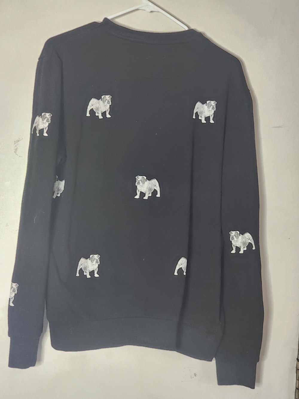 Forever 21 Black Crewneck Sweater with White Bulldog Embroidery - Picture 2 of 6